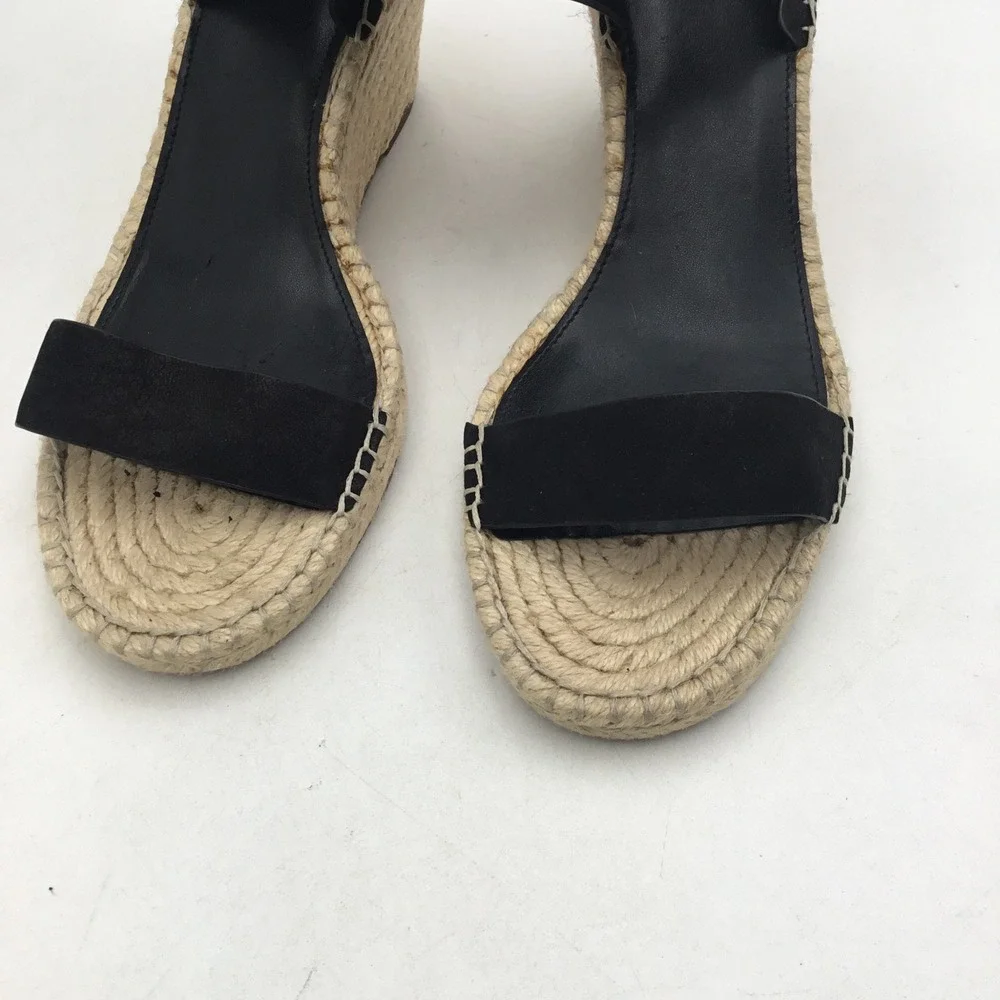 Vince Camuto Levista Black Leather Espadrille Wedge Sandals Womens‎ 11W